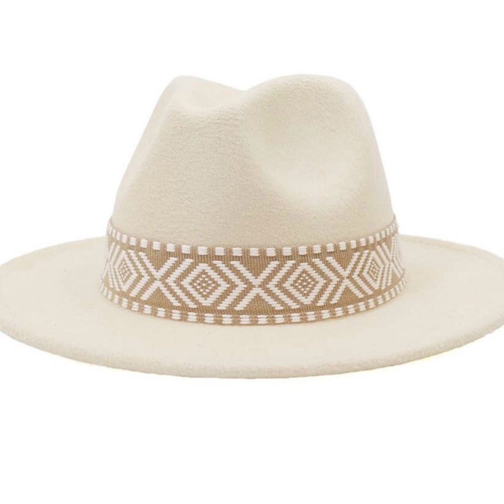NWT Cream Fedora with Tan Aztec Band - Picture 3 of 3